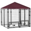 5' x 5' Outdoor Dog Kennel with Rotating Bowls