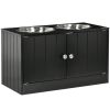 Raised Feeding Station with Storage Cabinet, Black