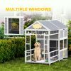 Wooden Dog House with Porch and Storage Cabinet