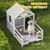 Wooden Dog House with Porch & Observation Windows