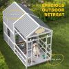 Wooden Dog House with Porch and Storage Cabinet