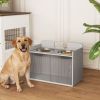 Elevated Dog Bowl Feeding Station with Storage, Gray