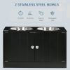 Raised Feeding Station with Storage Cabinet, Black
