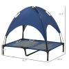 Elevated Dog Cot with UV Canopy, Dark Blue
