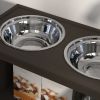 Elevated Feeding Station with Storage Cabinet, Espresso