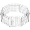 Octagon 8-Panel Foldable Dog Playpen in Black