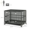 44" Rolling Metal Dog Crate with Locking Wheels & Tray
