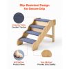 4-Step Wood Pet Stairs with Non-Slip Fabric Treads