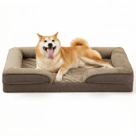 Orthopedic Bolster Sofa Bed for Large Dogs, Brown