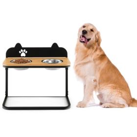 Elevated Dog Bowl Stand with Stainless Steel Bowls