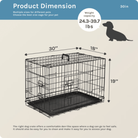 30-Inch Folding Wire Dog Crate with Divider Panel