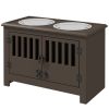 Elevated Feeding Station with Storage Cabinet, Espresso