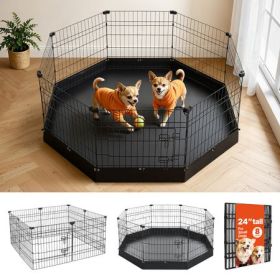 Small Dog Playpen with Waterproof Bottom Pad, Black
