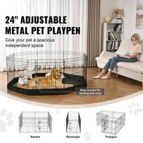 Foldable 8-Panel Dog Playpen with Washable Bottom Pad