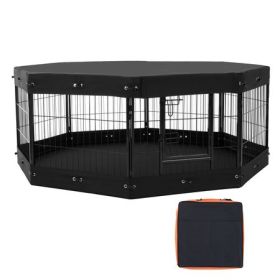 Foldable 8-Panel Dog Playpen with Cover & Mat