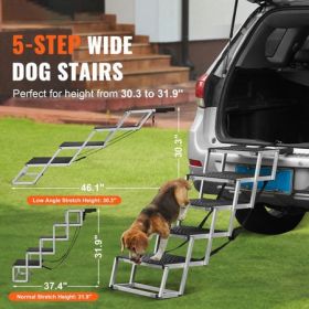 5-Step Folding Dog Car Stairs, Non-Slip Aluminum