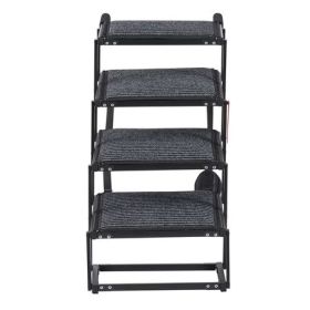 4-Step Folding Dog Car Stairs, Non-Slip Support