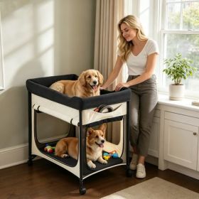 Elevated Dog Bed with Waterproof Oxford Bottom Den