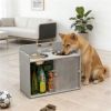 Elevated Dog Bowl Stand with Storage Cabinet - Gray