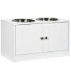 Elevated Dog Bowl Stand with Storage Cabinet, White