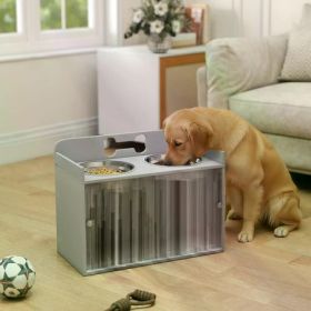 Elevated Dog Bowls with Storage Cabinet & Slow Feeder