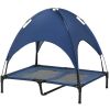 Elevated Dog Cot with UV Canopy, Dark Blue