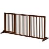 Freestanding Adjustable Wooden Pet Gate in Brown