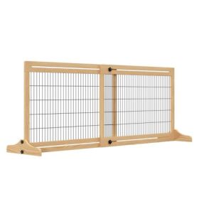 Freestanding Extra-Wide Pet Gate - Natural Wood