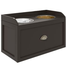 Elevated Feeding Station with Storage Drawer, Brown