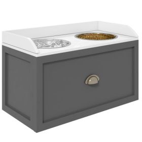 Gray Raised Feeder with Storage Drawer