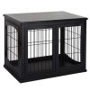 Modern Wooden Dog Crate End Table in Black