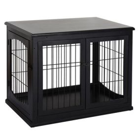 Modern Wooden Dog Crate End Table in Black