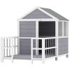 Wooden Dog House with Porch & Observation Windows