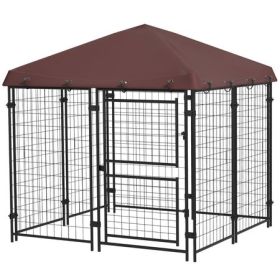 Outdoor Dog Kennel with Waterproof Canopy, Silver
