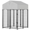 Outdoor Dog Kennel with Roof for Small to Medium Dogs