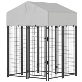 Outdoor Dog Kennel with Roof for Small to Medium Dogs