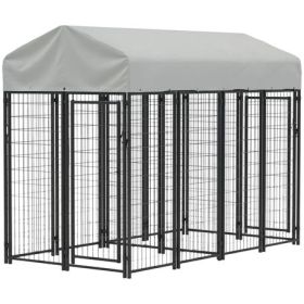 Two-Room Outdoor Dog Kennel with Weatherproof Cover