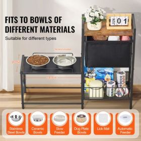 Elevated Dog Feeding Station with Storage Shelves
