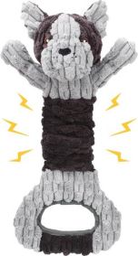 Grey Plush Squeaker Tug Toy