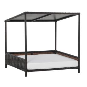 Raised Rattan Pet House – Indoor Outdoor with Cushion