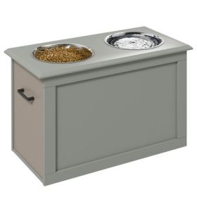 Elevated Feeding Station with Storage in Gray