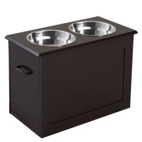 Raised Feeding Station with Storage, Dark Brown
