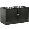 Raised Feeding Station with Storage Cabinet, Black