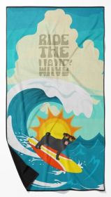 Black Pug Plush Beach Towel