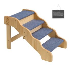 4-Step Wood Pet Stairs with Non-Slip Fabric Treads