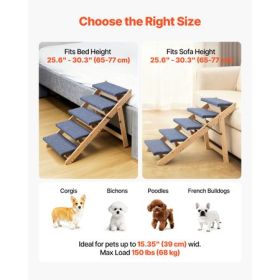 5-Step Foldable Wood Pet Stairs for Beds & Cars