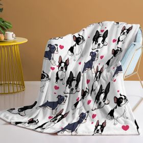 Cute Dog Print Flannel Throw Blanket (Size / Color: 75X100Cm / White)