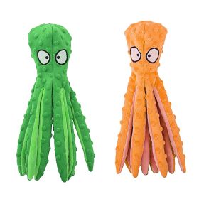 No-Stuffing Squeaky Octopus Duo (2-Pack) (Color: Green_Orange)