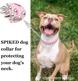 Studded Leather Dog Collar with Bonus Squeak Ball (Color / Size: Black / Xxl(19.7"-22.4" / 50Cm-57Cm))
