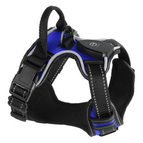 Rechargeable LED Light-Up No-Pull Harness (Color / Size: Dark Blue / L)